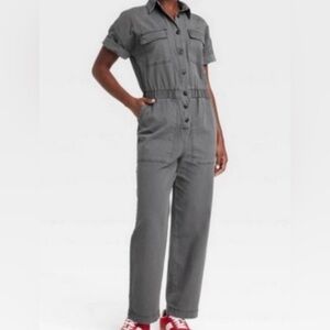 Universal Thread Women's Short Sleeve Boilersuit Jumpsuit Gray Size 6